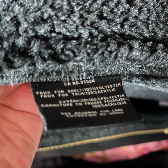 Cole Haan Signature Faux Fur Shearling Black Coat - Picture 7 of 8